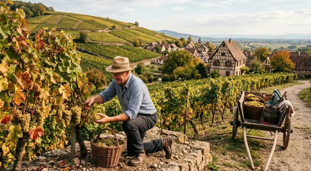 Découvrir les vendanges en alsace : un savoir-faire unique homme qui fait les vendanges